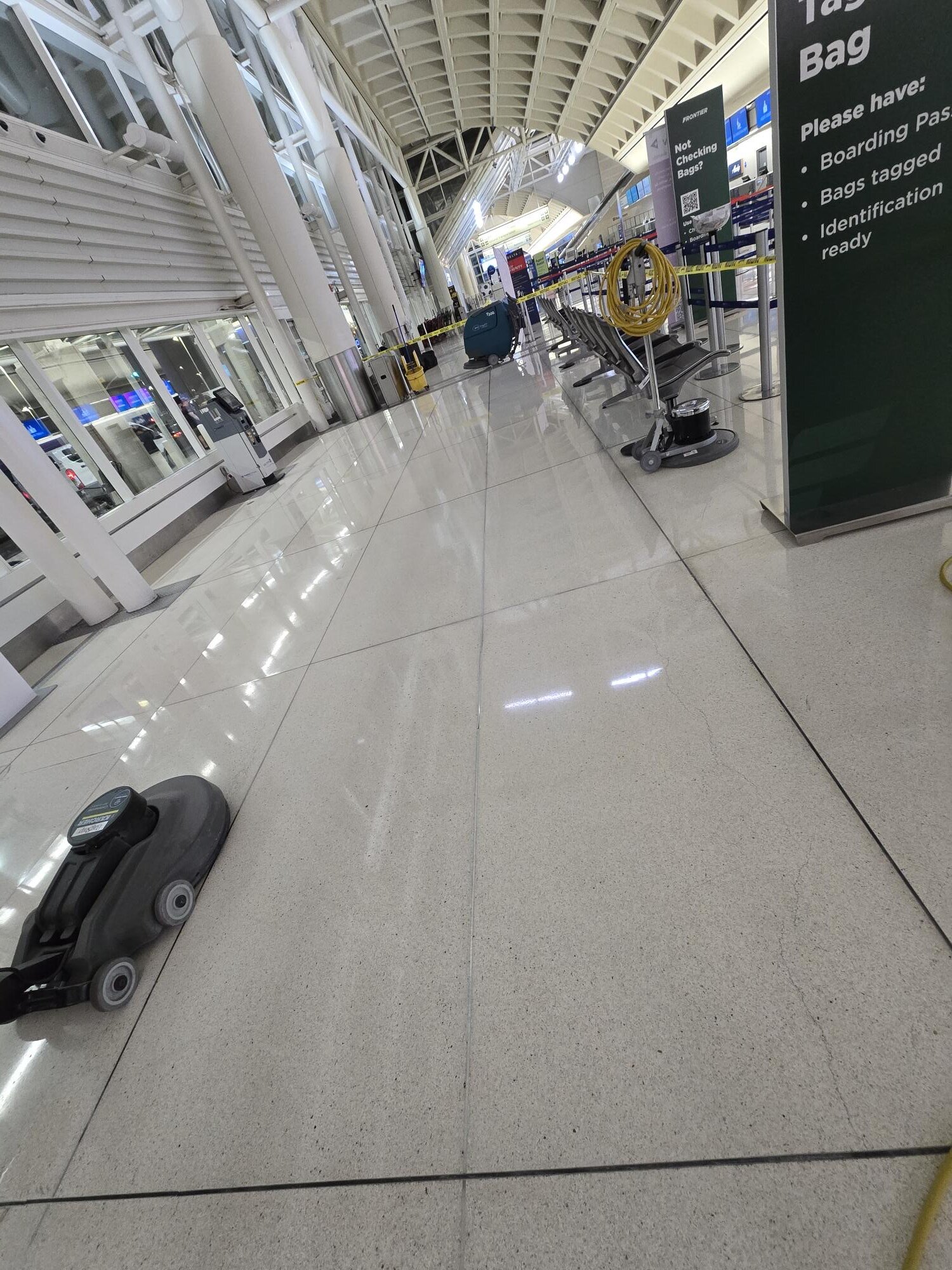 Expansive polished floor with a smooth reflective surface